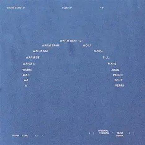 Text verteilt sich bogenförmig: "WARM STAR 12", "WARM ST", "WOLF GANG", darunter "ORIGINAL VERSION" und "TEST REMIX".