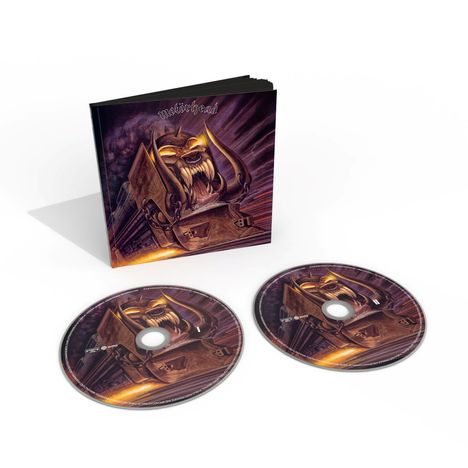 Album "Motörhead" mit Artbook und zwei CDs. Illustration eines Zuges mit dämonischem Gesicht auf Cover und CDs.