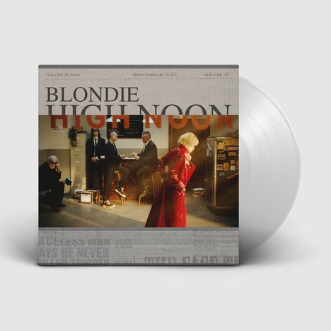 Cover mit Texten: "VOL. CXVI No. 56,456", "FRIDAY, FEBRUARY 26, 2027", "NEW YORK", "BLONDIE", "HIGH NOON". Personen in einem Büro.