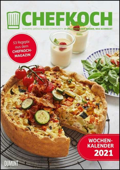 Chefkoch Wochenkalender 2021 - Küchen-Kalender mit 53 Rezept, Kalender