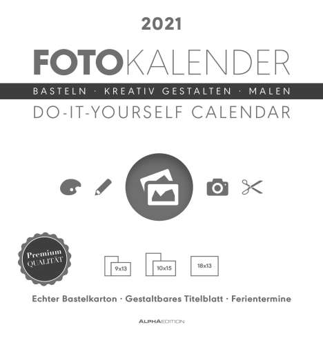 Foto-Bastelkalender 2021 weiß datiert, Kalender