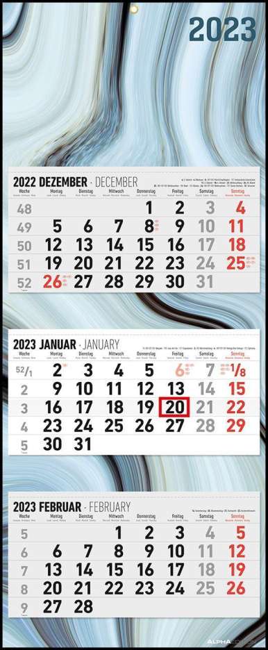 3-Monatskalender Design 2023 33x80, Kalender
