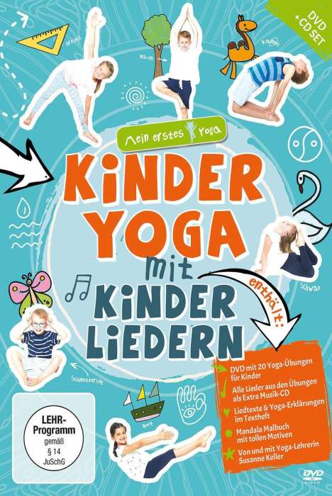 Mein Erstes Yoga: Kinderyoga mit Kinderliedern (mit CD und Mangala-Malbuch), 1 DVD und 1 CD