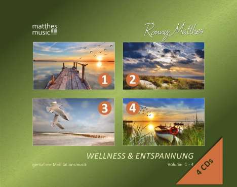 Ronny Matthes: Wellness &amp; Entspannung (Vol. 1-4) - Gemafreie christliche Entspannungsmusik (Einschlafhilfe, Meditation &amp; Tiefenentspannung), 4 CDs
