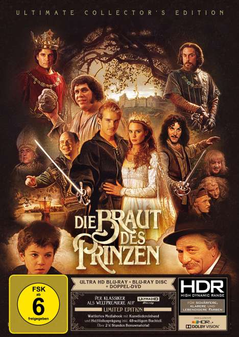 Die Braut des Prinzen (Ultra HD Blu-ray, Blu-ray &amp; DVD im Mediabook), 1 Ultra HD Blu-ray, 1 Blu-ray Disc und 2 DVDs