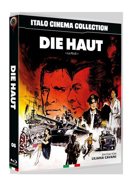 Die Texte: "ITALO CINEMA COLLECTION", "DIE HAUT", «LA PELLE», "EIN FILM VON LILIANA CAVANI". Filmplakat mit dramatischer Szenerie.