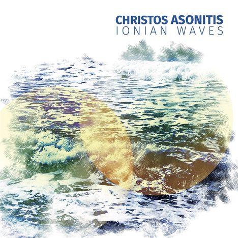Text: "Christos Asonitis Ionian Waves". Illustration von Wellen mit gelblichen Überlagerungen.