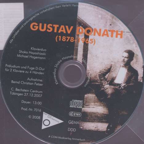 Gustav Donath (1878-1965): Präludium &amp; Fuge D-Dur für 2 Klaviere zu 4 Händen, CD