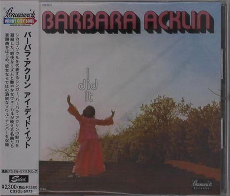 "BARBARA ACKLIN" in großen Buchstaben, darunter "I did it". Eine Frau in rosa erhebt die Arme, umgeben von Bäumen.