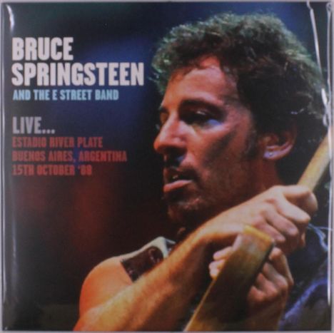 "Bruce Springsteen and the E Street Band Live... 15th October ’08." Musiker mit Gitarre in intensiver Konzertstimmung.