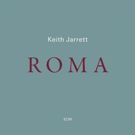 Text: "Keith Jarrett ROMA" in schlichter Schrift. Hintergrund ist einfarbig hellblau.