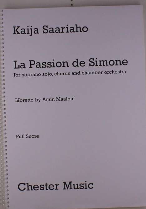 Kaija Saariaho: La Passion De Simone, Noten