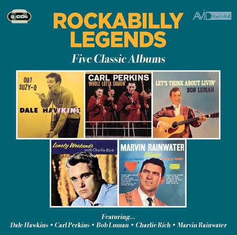 ROCKABILLY LEGENDS, Five Classic Albums. Featuring: Dale Hawkins, Carl Perkins, Bob Luman, Charlie Rich, Marvin Rainwater.
