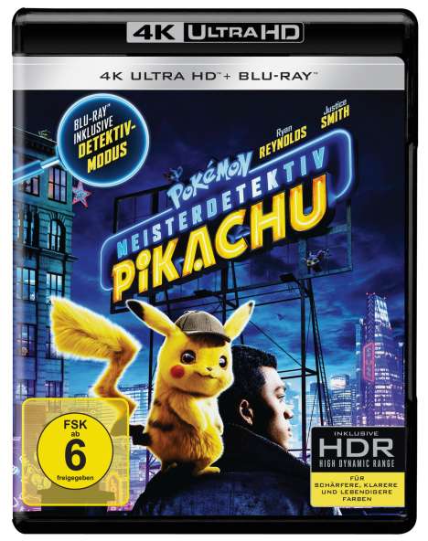 Pokémon Meisterdetektiv Pikachu (Ultra HD Blu-ray &amp; Blu-ray), 1 Ultra HD Blu-ray und 1 Blu-ray Disc