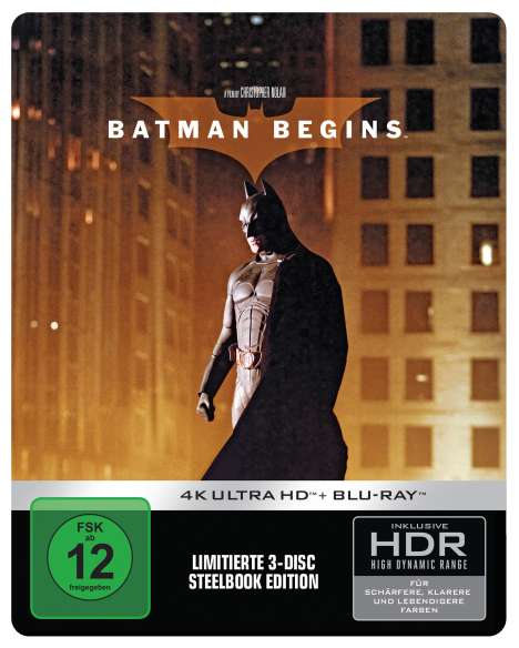 Batman Begins (Ultra HD Blu-ray &amp; Blu-ray im Steelbook), 1 Ultra HD Blu-ray und 2 Blu-ray Discs