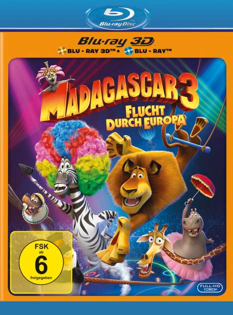 Madagascar 3 - Flucht durch Europa (3D &amp; 2D Blu-ray), 2 Blu-ray Discs