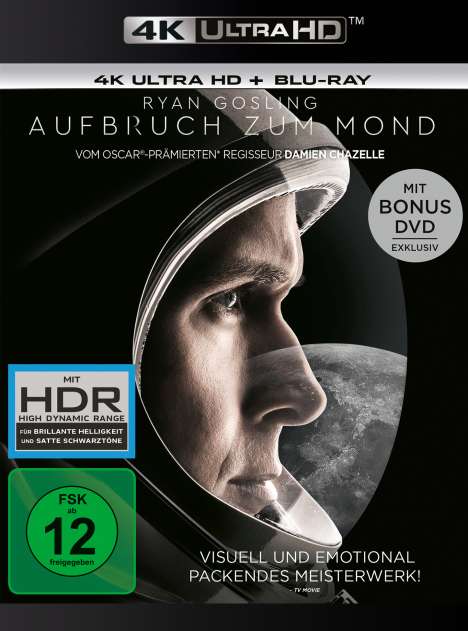 Aufbruch zum Mond (Ultra HD Blu-ray &amp; Blu-ray), 1 Ultra HD Blu-ray, 1 Blu-ray Disc und 1 DVD