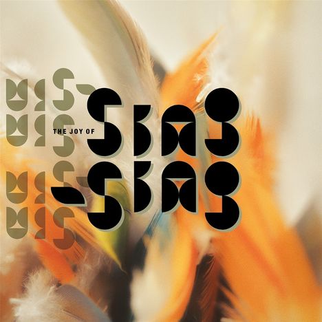 „THE JOY OF BIAS“ in stilisierter, blockartiger Schrift über bunten Federn in warmen Farben.