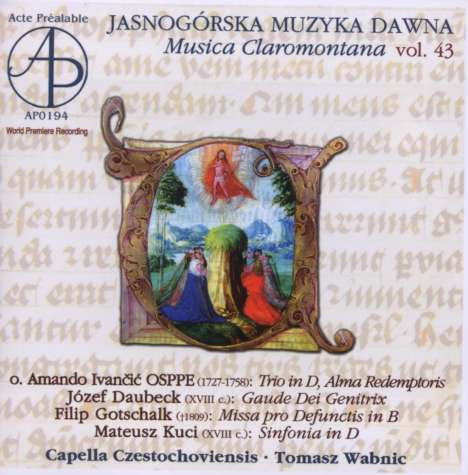 Geistliche Barockmusik aus Polen - Musica Claromontana Vol.43, CD