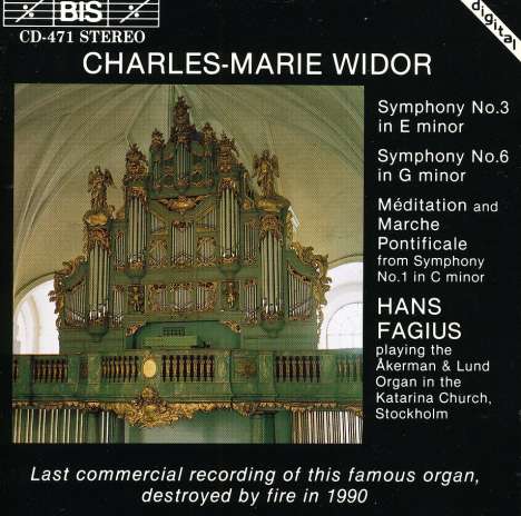 Charles-Marie Widor (1844-1937): Orgelsymphonien Nr.3 &amp; 6, CD