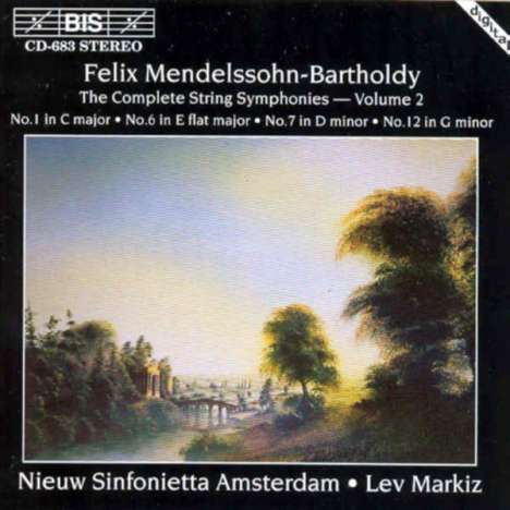 Felix Mendelssohn Bartholdy (1809-1847): Streichersymphonien Nr.1,6,7,12, CD