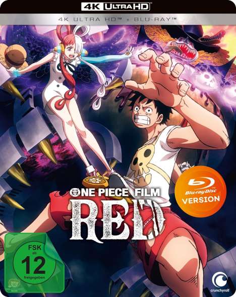 One Piece - 14. Film: Red (Limited Edition) (Ultra HD Blu-ray &amp; Blu-ray im Steelbook), 1 Ultra HD Blu-ray und 1 Blu-ray Disc