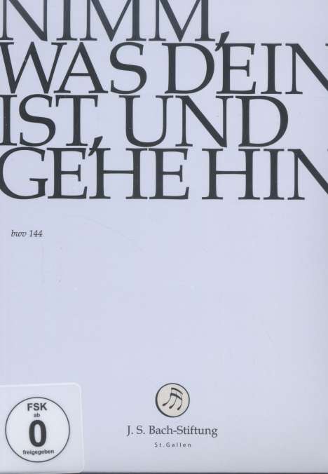 Johann Sebastian Bach (1685-1750): Bach-Kantaten-Edition der Bach-Stiftung St.Gallen - Kantate BWV 144, DVD