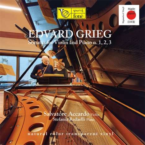 Edvard Grieg (1843-1907): Sonaten f.Violine &amp; Klavier Nr.1-3 (180g / Transparent Vinyl / Japan-Pressung), 2 LPs