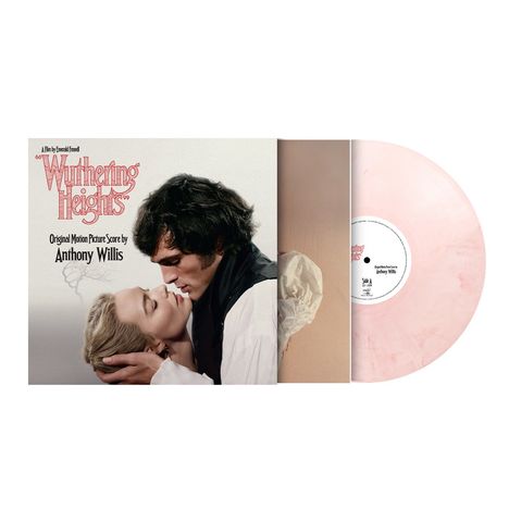 Film: "Wuthering Heights", Musik von Anthony Willis. Ein Paar umarmt sich, daneben eine rosa Schallplatte.