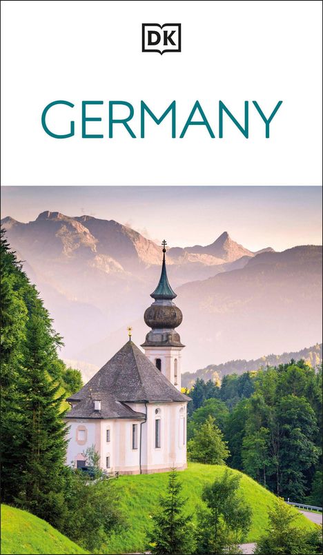 Text: GERMANY, DK Logo oben. Gemälde einer Kirche auf einem Hügel mit Bergen im Hintergrund.
