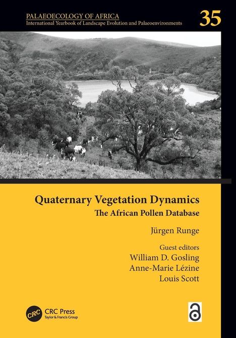 "PALAEOECOLOGY OF AFRICA", "35", "Quaternary Vegetation Dynamics", "Jürgen Runge"; Landschaft, Hügel, Bäume.