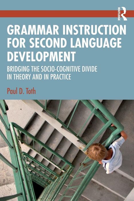 "Grammar Instruction and Second Language Development: Bridging the S… COVER COMING SOON" in weißem Text auf blauem Hintergrund.