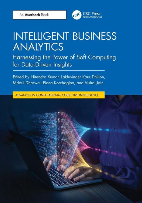 "Intelligent Business Analytics: Harnessing the Power of Soft Computing" zeigt ein leuchtendes Netz aus einem Laptop.