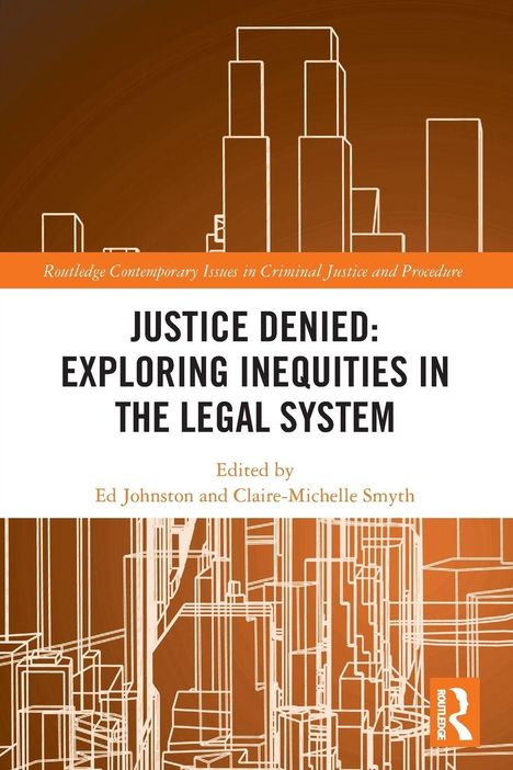"Justice Denied: Exploring Inequities in the Legal System." Geometrische Formen auf braunem Hintergrund.