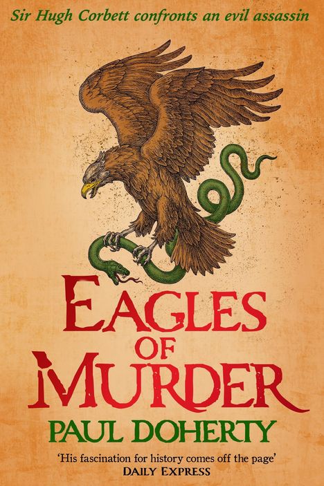 Titel: "Eagles of Murder", Autor: Paul Doherty. Blauer Hintergrund, darunter Logo: Großes "H" mit "Headline". "Cover to be revealed".