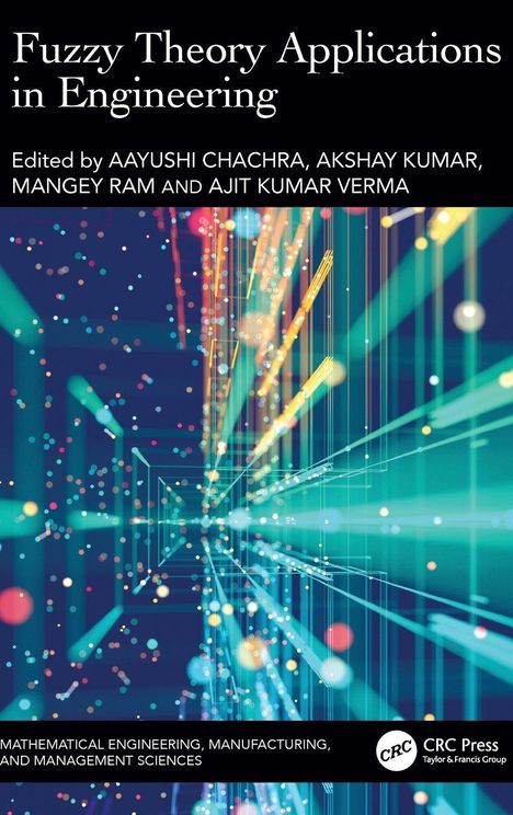 Titel: "Fuzzy Theory Applications in Engineering". Herausgeber: Mehrere Namen. Bunte, futuristische Linien und Punkte.