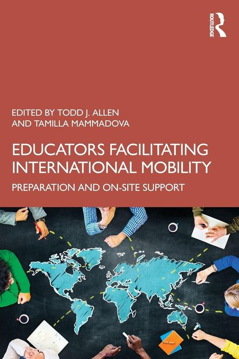 Buchtitel: "Supporting International Mobility Programs". Bunte Kreidezeichnungen von Menschen und Globus darunter.