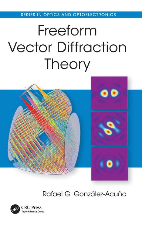 „Freeform Vector Diffraction Theory“ von Rafael G. González-Acuña. Drei bunte Muster rechts, komplexe Form links.