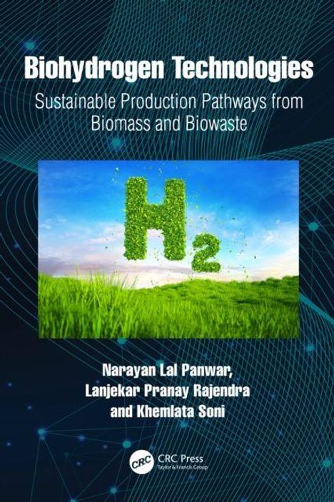 "Biohydrogen Technologies: Sustainable Production Pathways from Biomass and Biowaste" in weißer Schrift auf blauem Hintergrund.