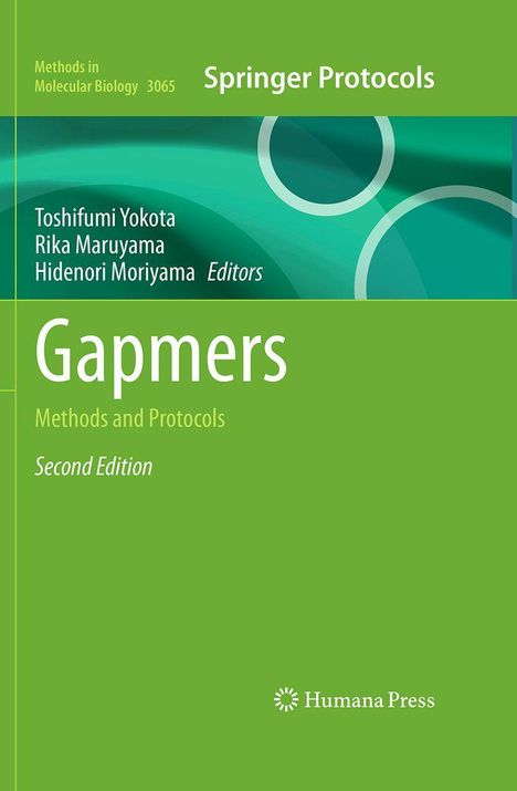 "Gapmers: Methods and Protocols, Second Edition", grüne Farbgestaltung. Springer und Humana Press Logos.
