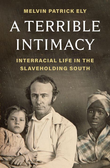 Titel: "A Terrible Intimacy: Interracial Life in the Slaveholding South" von Melvin Patrick Ely. Drei ernste Personen.