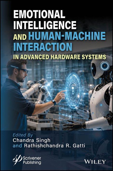 "Emotional Intelligence and Human-Machine Interaction in Advanced Hardware Systems." Mensch zeigt auf Hologramm mit Roboter.