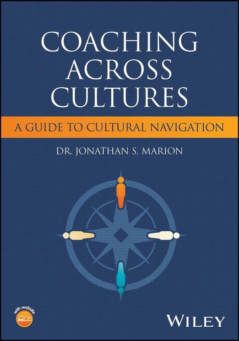 "Coaching Across Cultures: A Guide to Cultural Navigation" von Dr. Jonathan S. Marion. Illustration eines Kompasses.