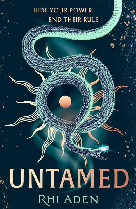 RHI ADEN UNTAMED. COVER TO BE REVEALED. Solstice-Logo auf dunkelblauem Hintergrund mit Sternen.
