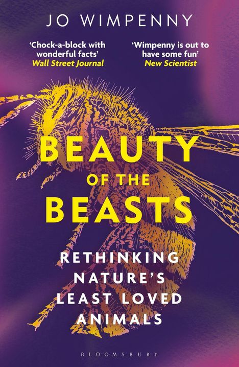 "Beauty of the Beasts: Rethinking Nature’s Least Loved Animals" ist der Titel. Illustrationen von einem Insekt auf violettem Hintergrund.