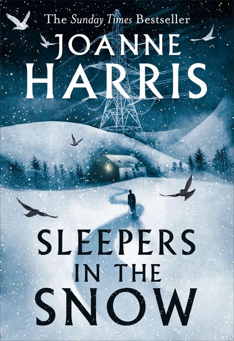 "The Sunday Times Bestseller", "Joanne Harris", "Sleepers in the Snow"; Winterlandschaft, Person auf verschneitem Weg, Vögel fliegen.
