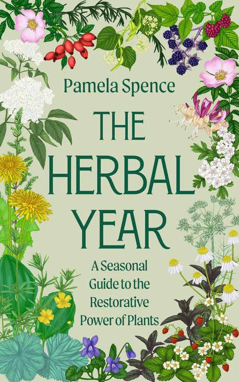 "The Herbal Year" von Pamela Spence. Unten ein gelbes Drachenlogo mit "Yellow Kite". Darunter "Final Cover To Be Revealed".
