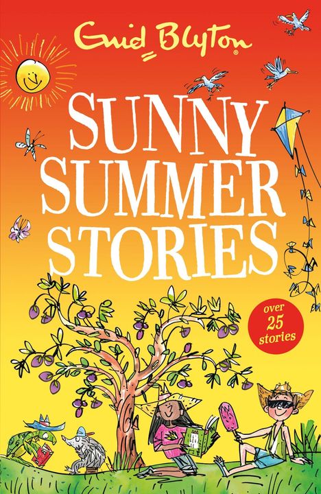 "Sunny Summer Stories" und "Cover coming soon" in gelber Schrift auf orange-gelbem Hintergrund mit Fröschen und Sternen.