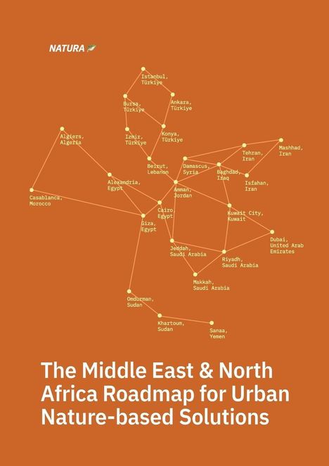"The Middle East & North Africa Roadmap for Urban Nature-based Solutions." Netzdiagramm verbindet Städte und Länder.
