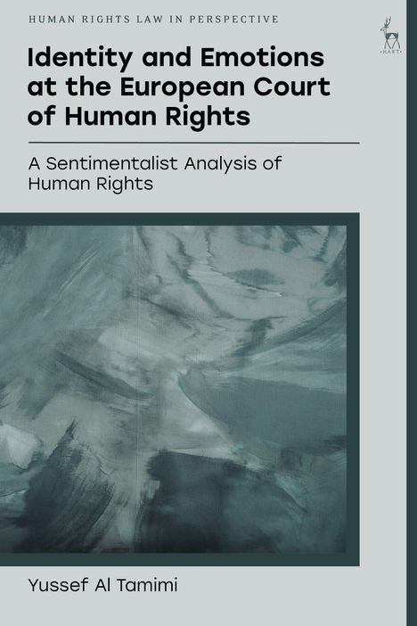 Buchtitel: "Identity and Emotions at the European Court of Human Rights". Darunter grüne abstrakte Kunst.